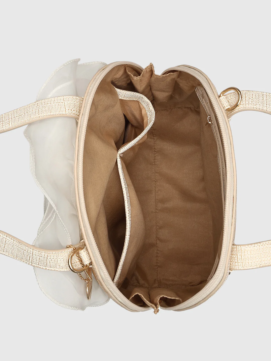 Caprese Ella Medium Beige Satchel Bag - Image 10