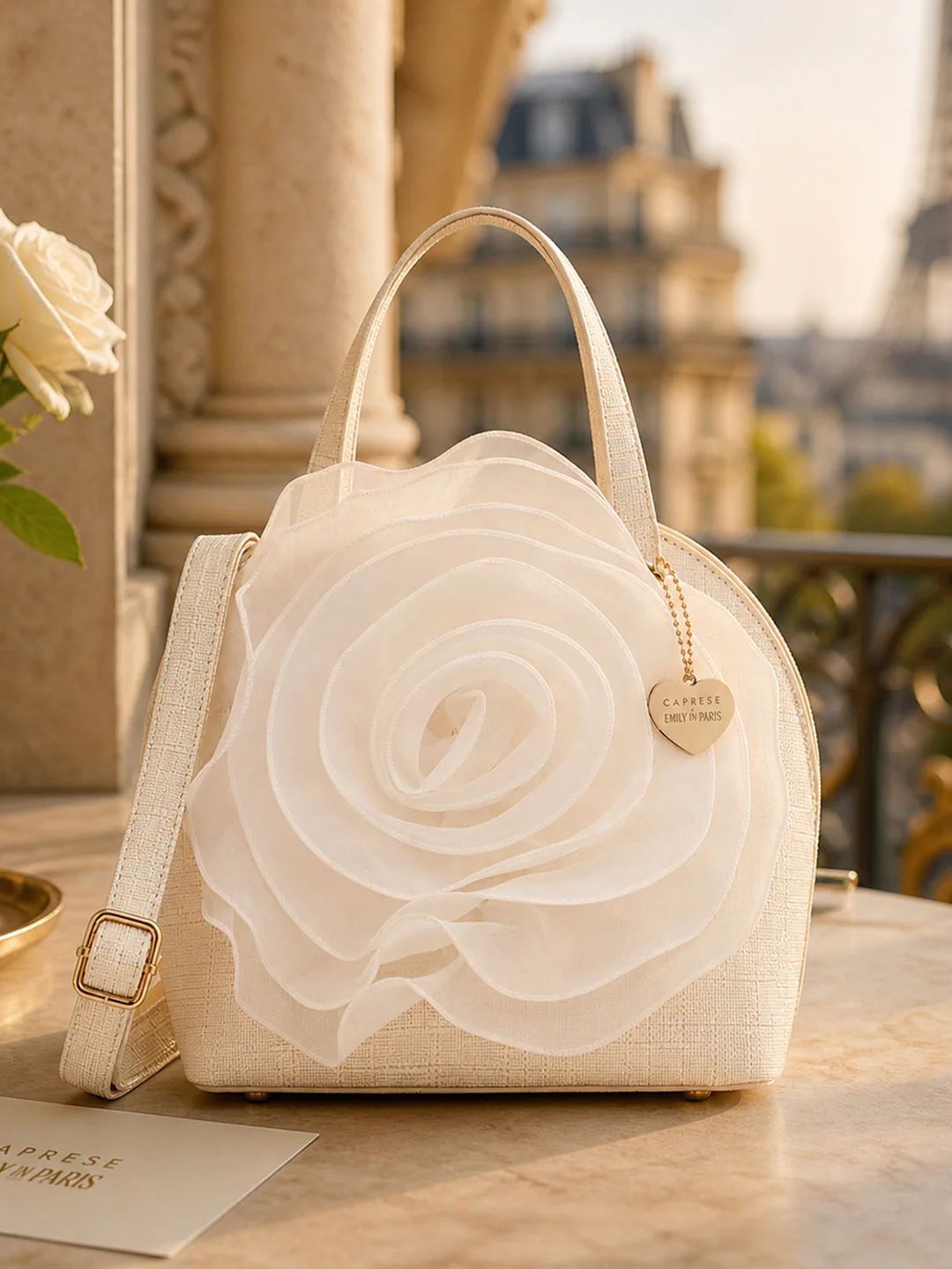 Caprese Ella Medium Beige Satchel Bag - Image 2