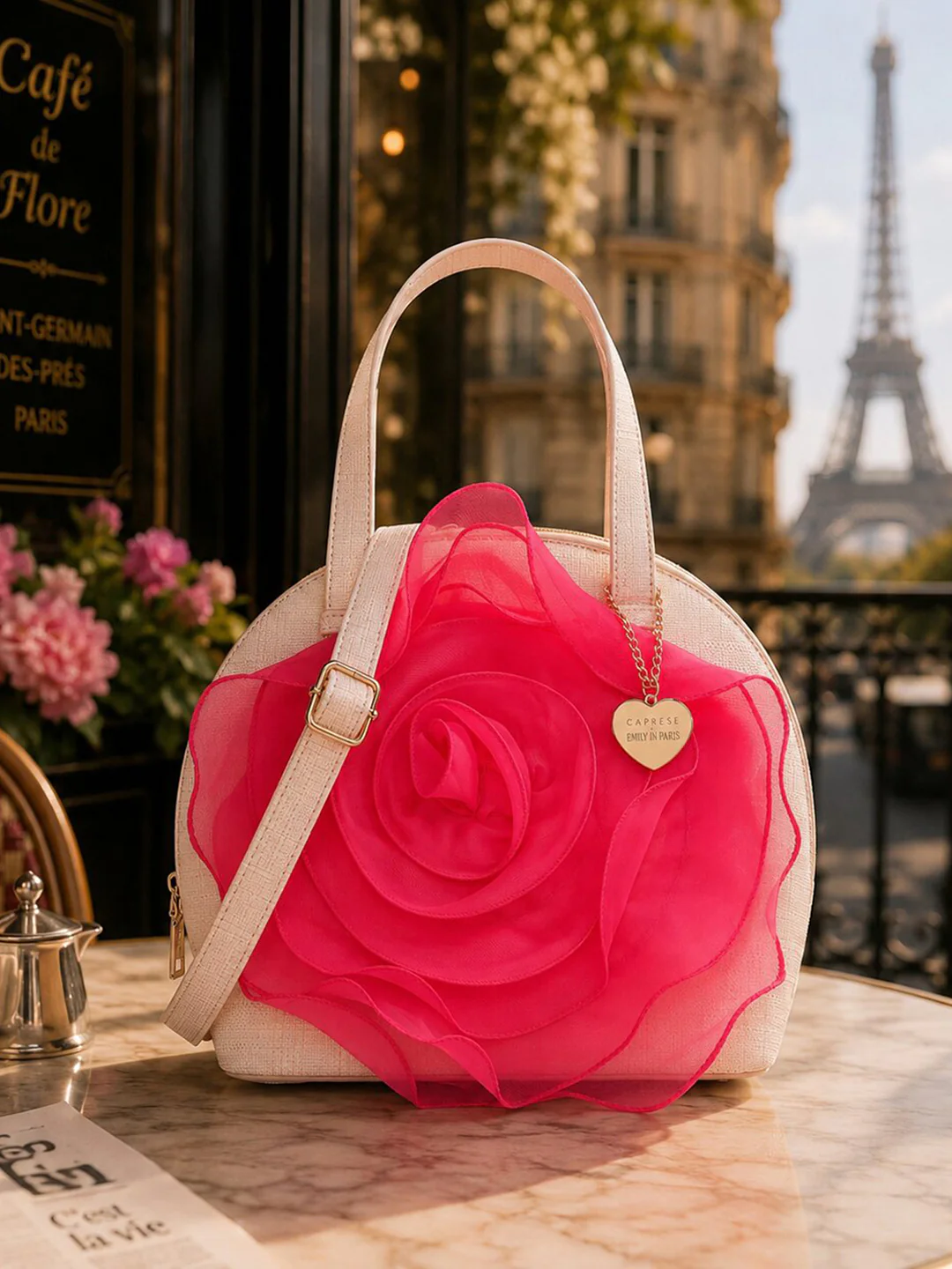 Caprese Ella Medium Fuchsia Satchel Bag - Image 2