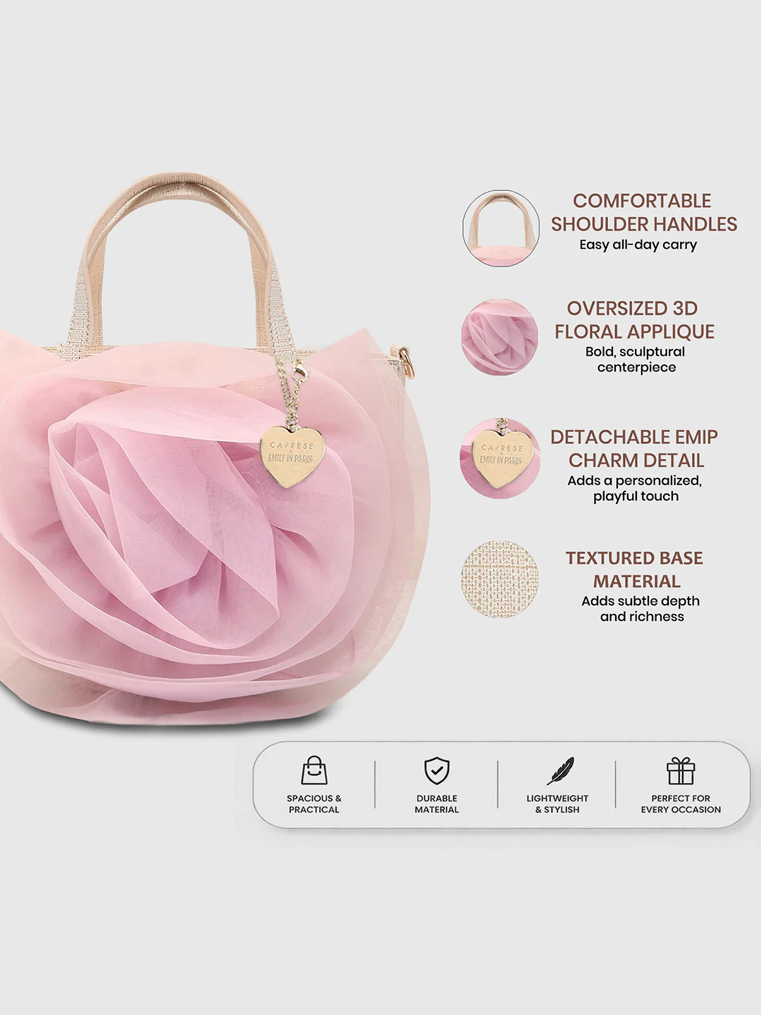 Caprese Ella Small Lilac Satchel Bag - Image 4