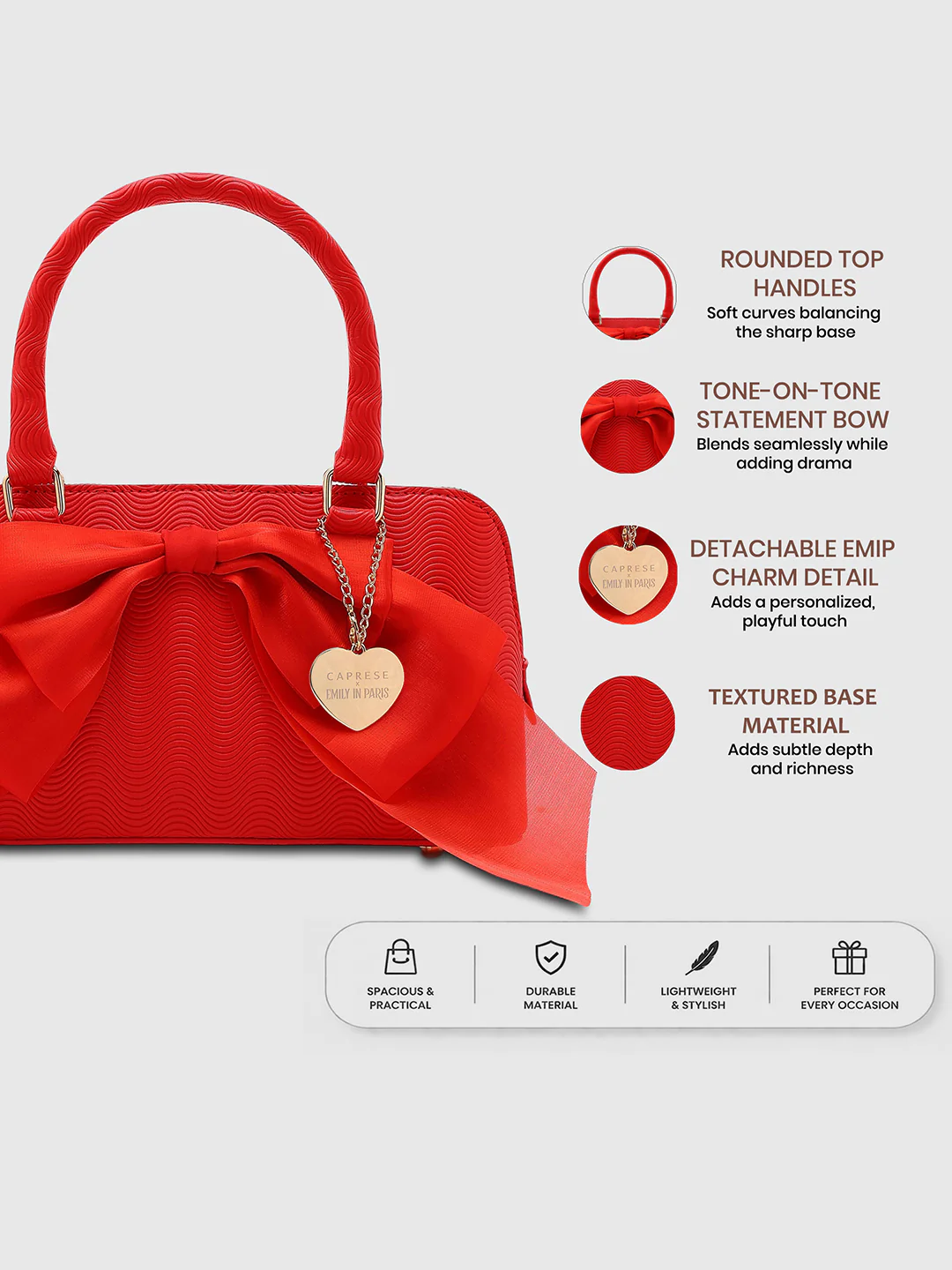 Caprese Ellie Small Red Satchel Bag - Image 3