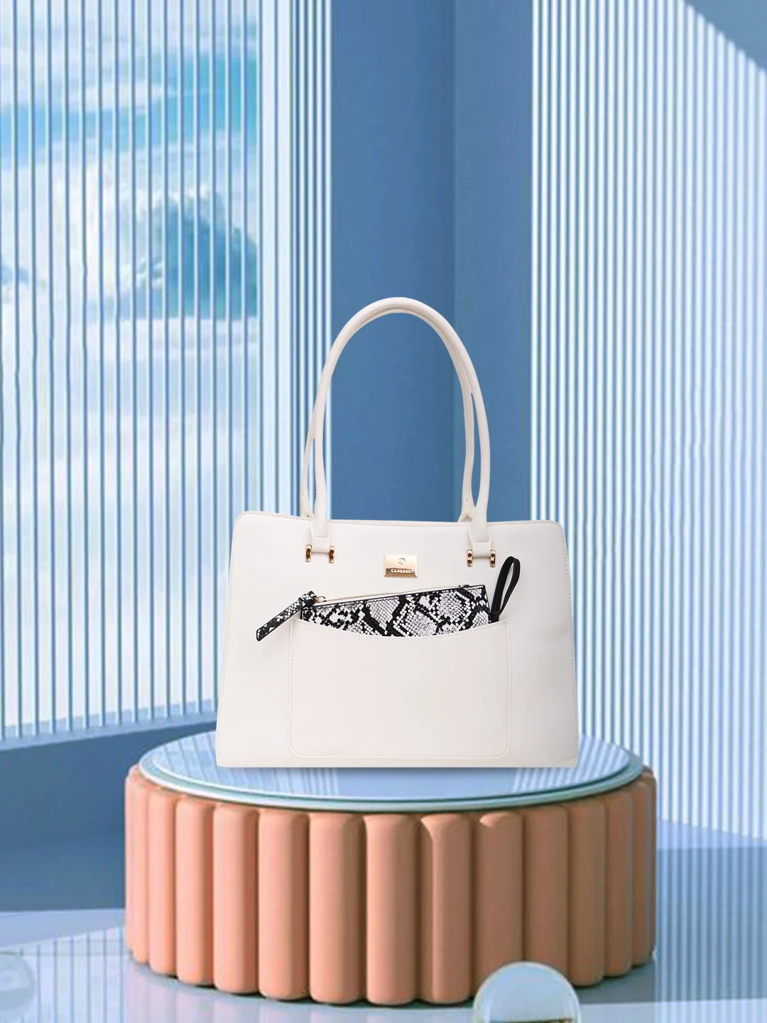 Caprese Ellis Large White Satchel Bag - Image 2