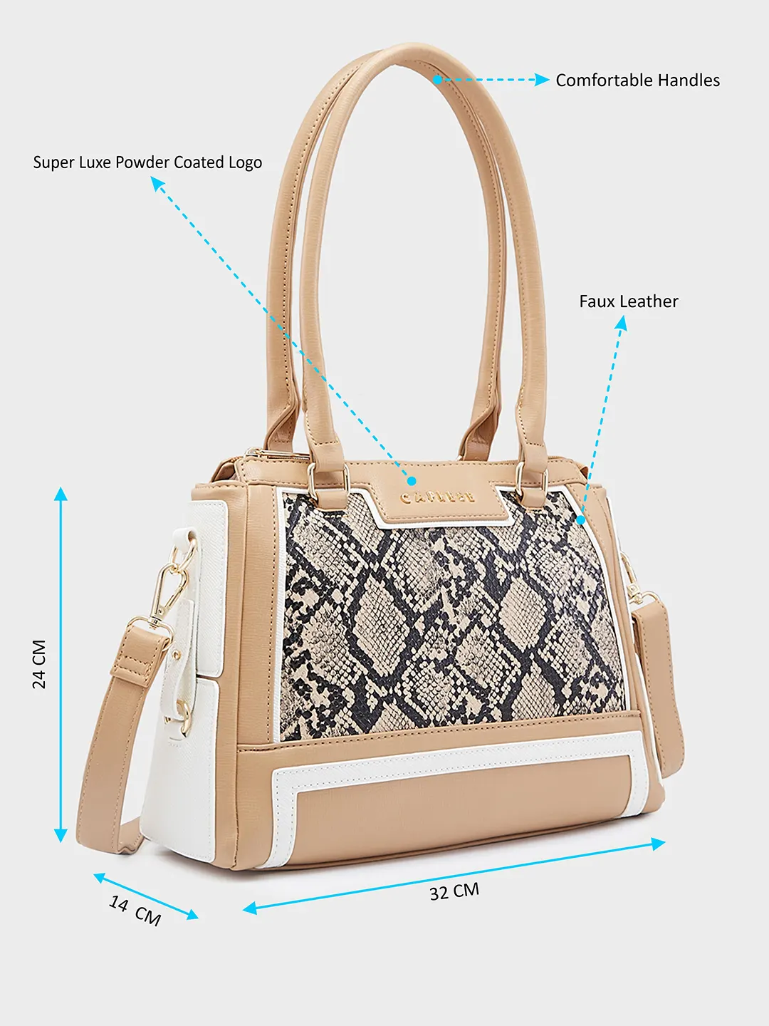 Caprese Ellis Medium Fawn Satchel Bag - Image 8