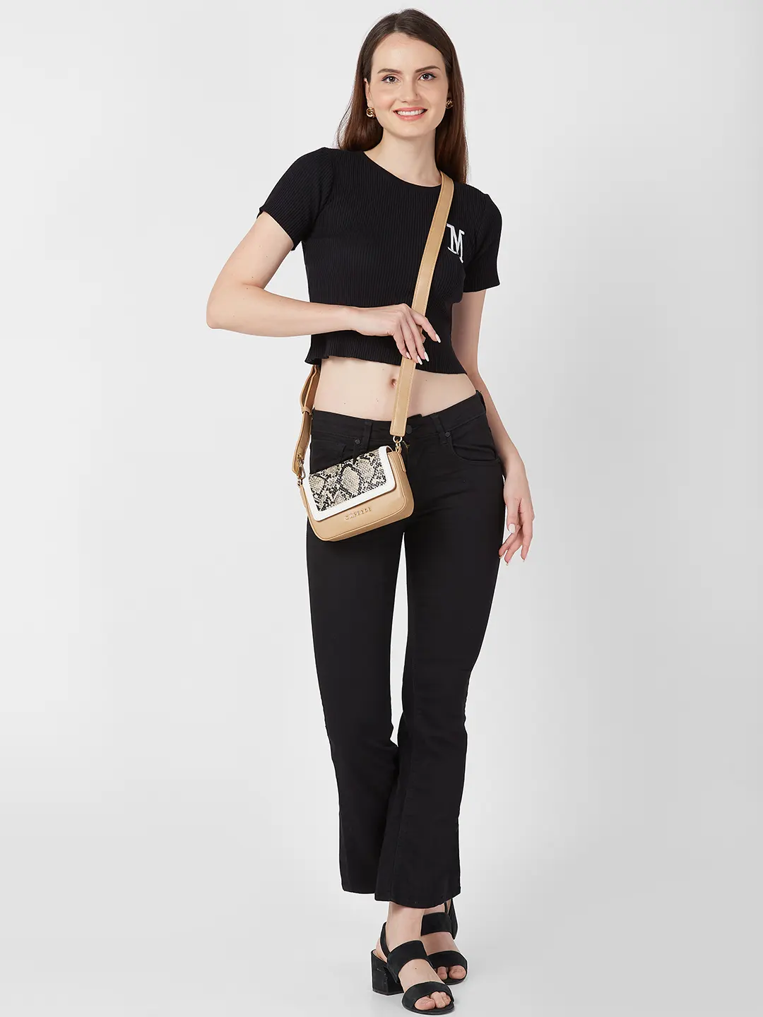 Caprese Ellis Small Black Sling Bag - Image 18