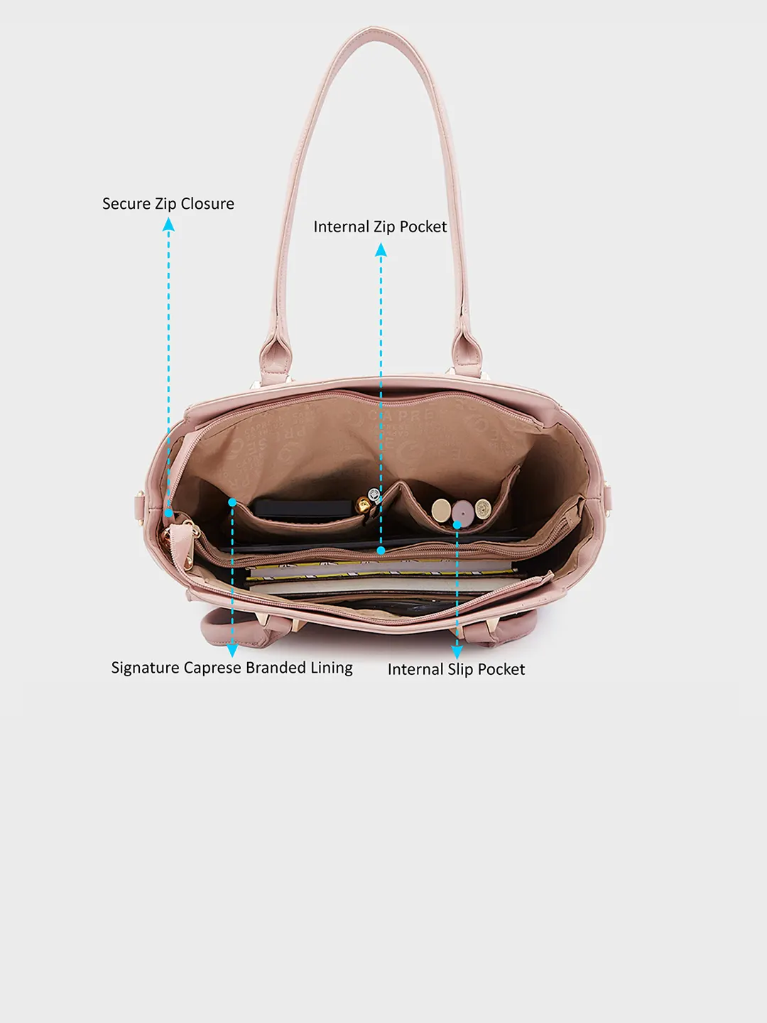 Caprese Ellis Large Pink Tote Bag - Image 9