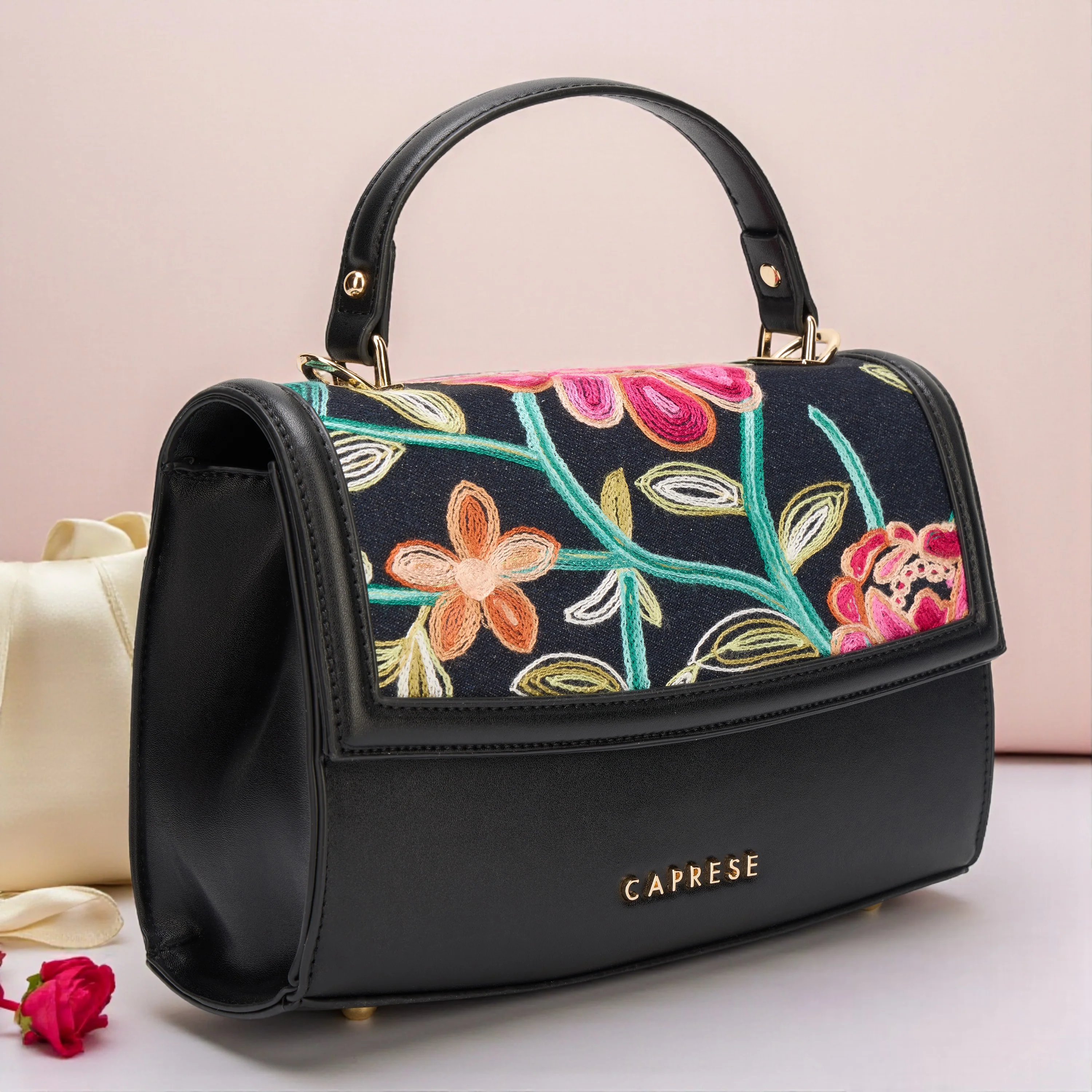 Caprese Elsa Medium Black Satchel Bag - Image 12