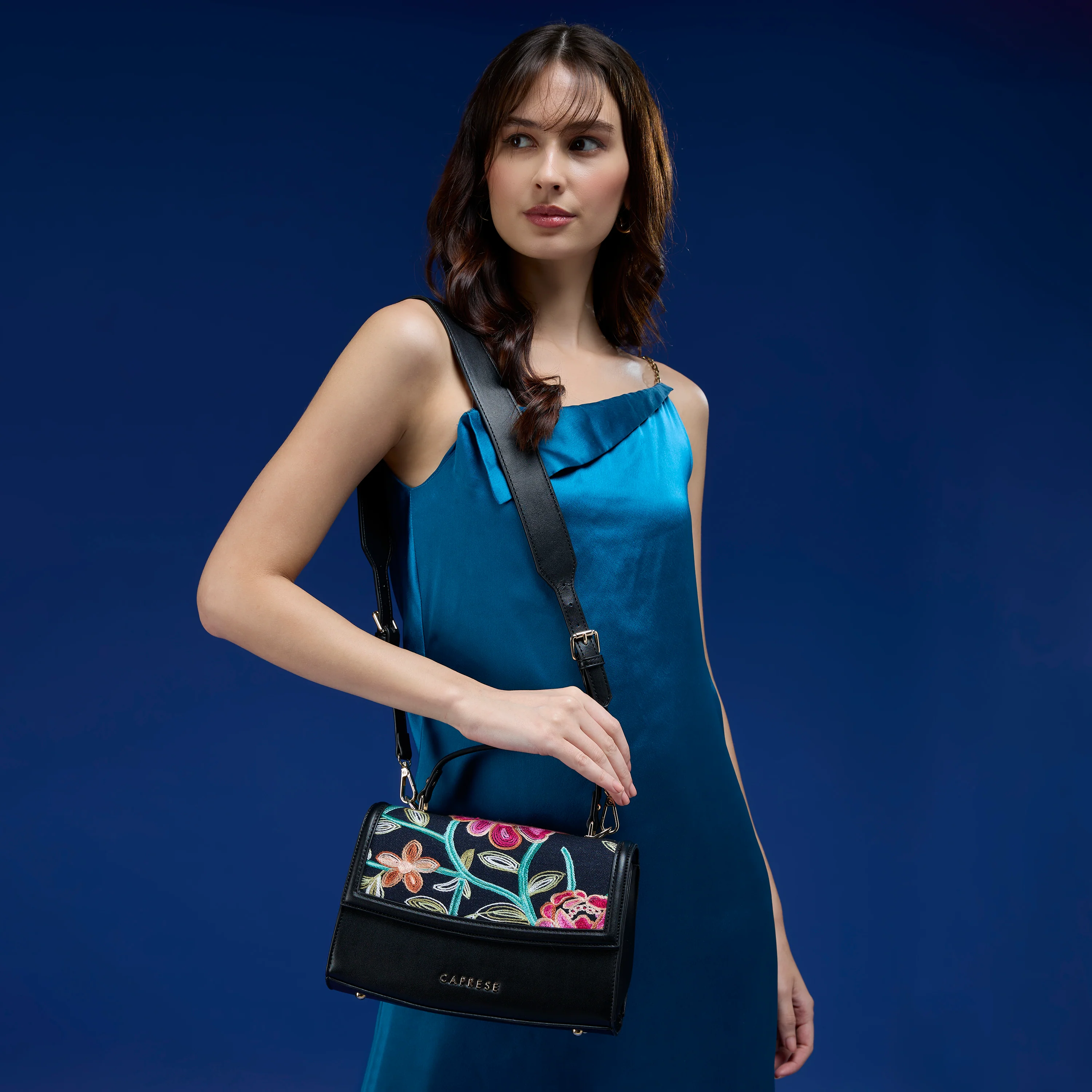 Caprese Elsa Medium Black Satchel Bag - Image 13