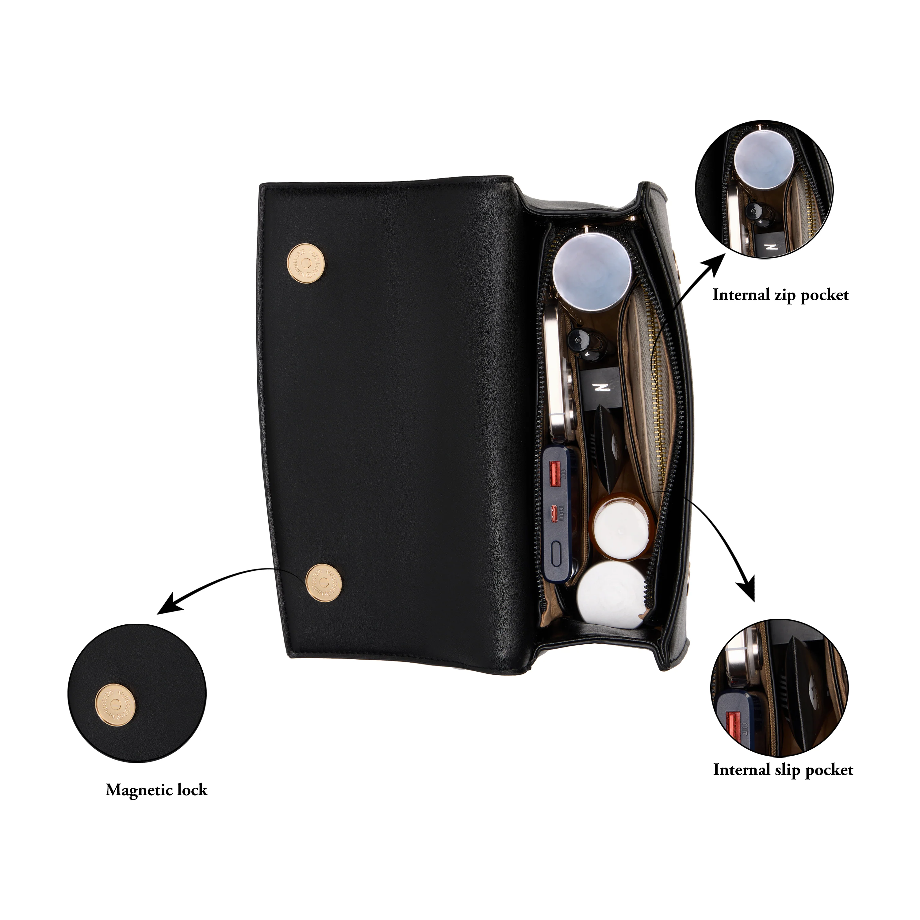 Caprese Elsa Medium Black Satchel Bag - Image 14