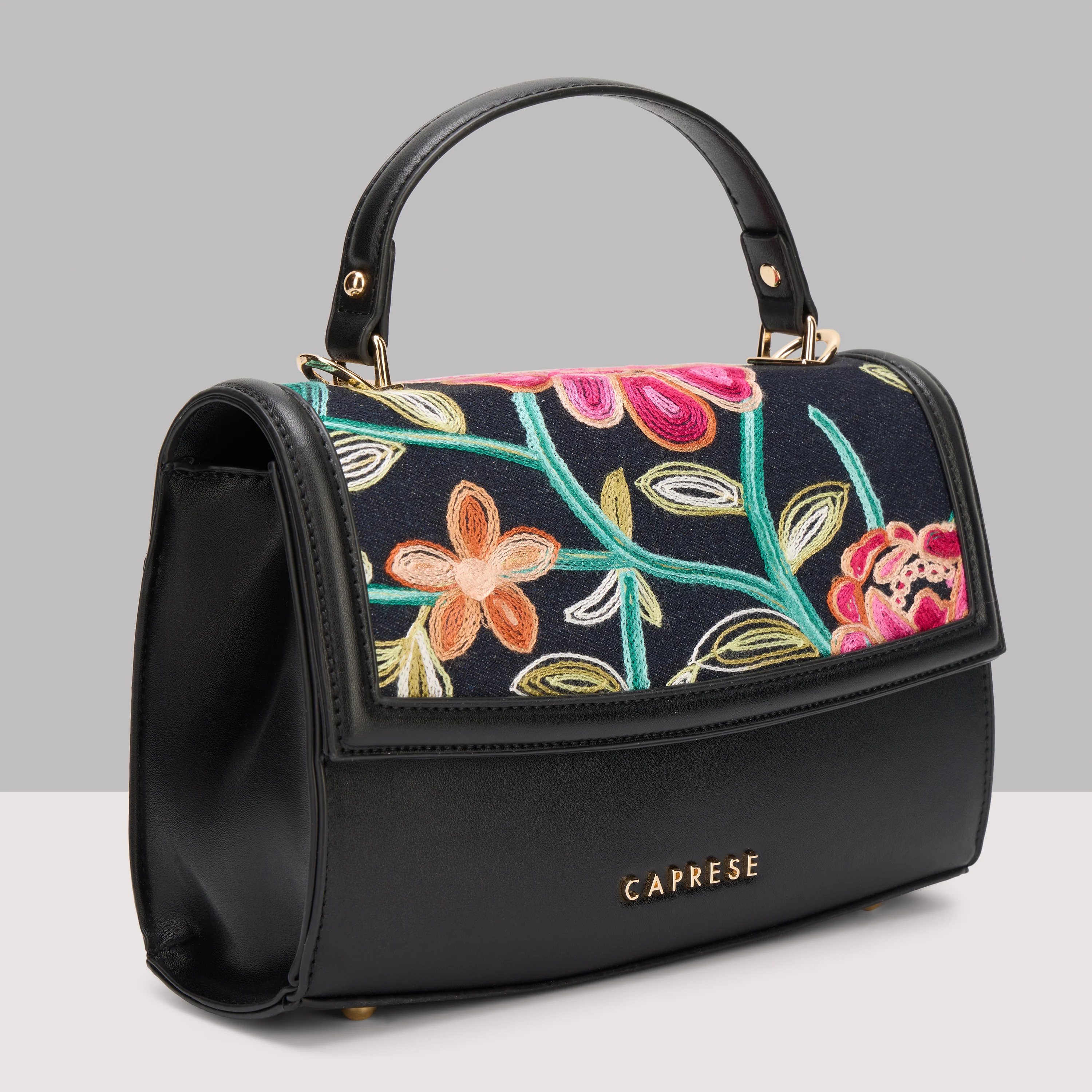 Caprese Elsa Medium Black Satchel Bag - Image 3