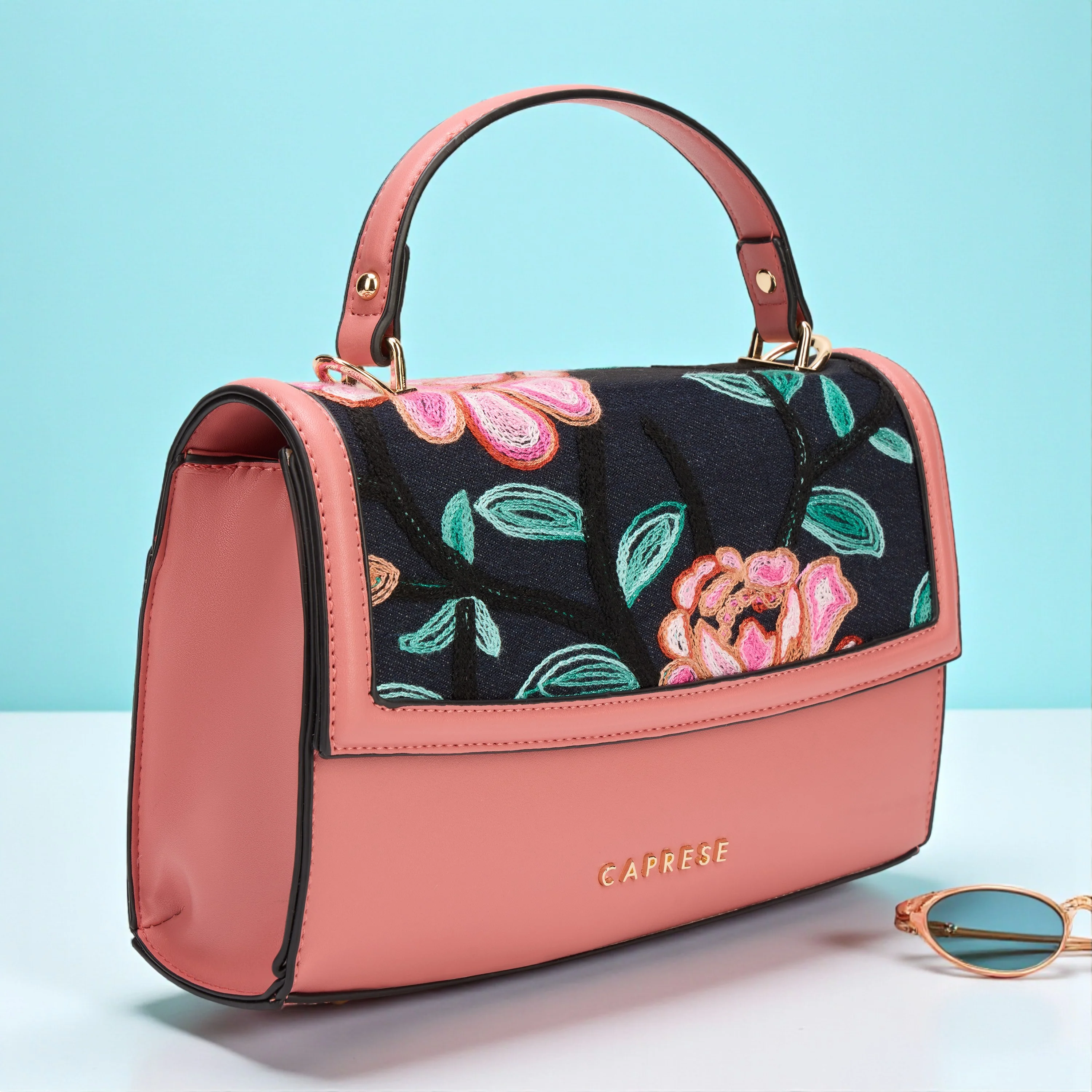 Caprese Elsa Medium Cosmetic Pink Satchel Bag - Image 12
