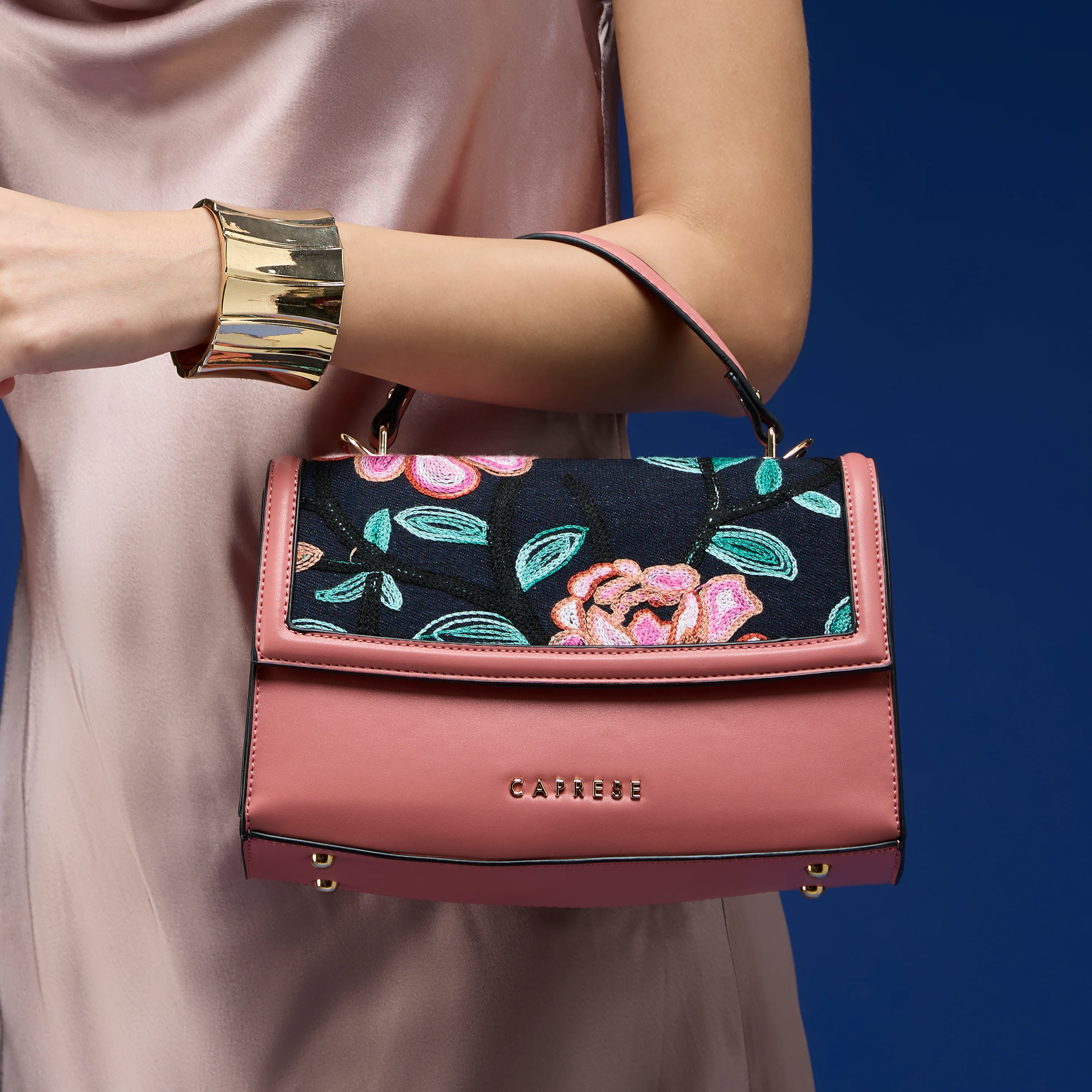 Caprese Elsa Medium Cosmetic Pink Satchel Bag - Image 14