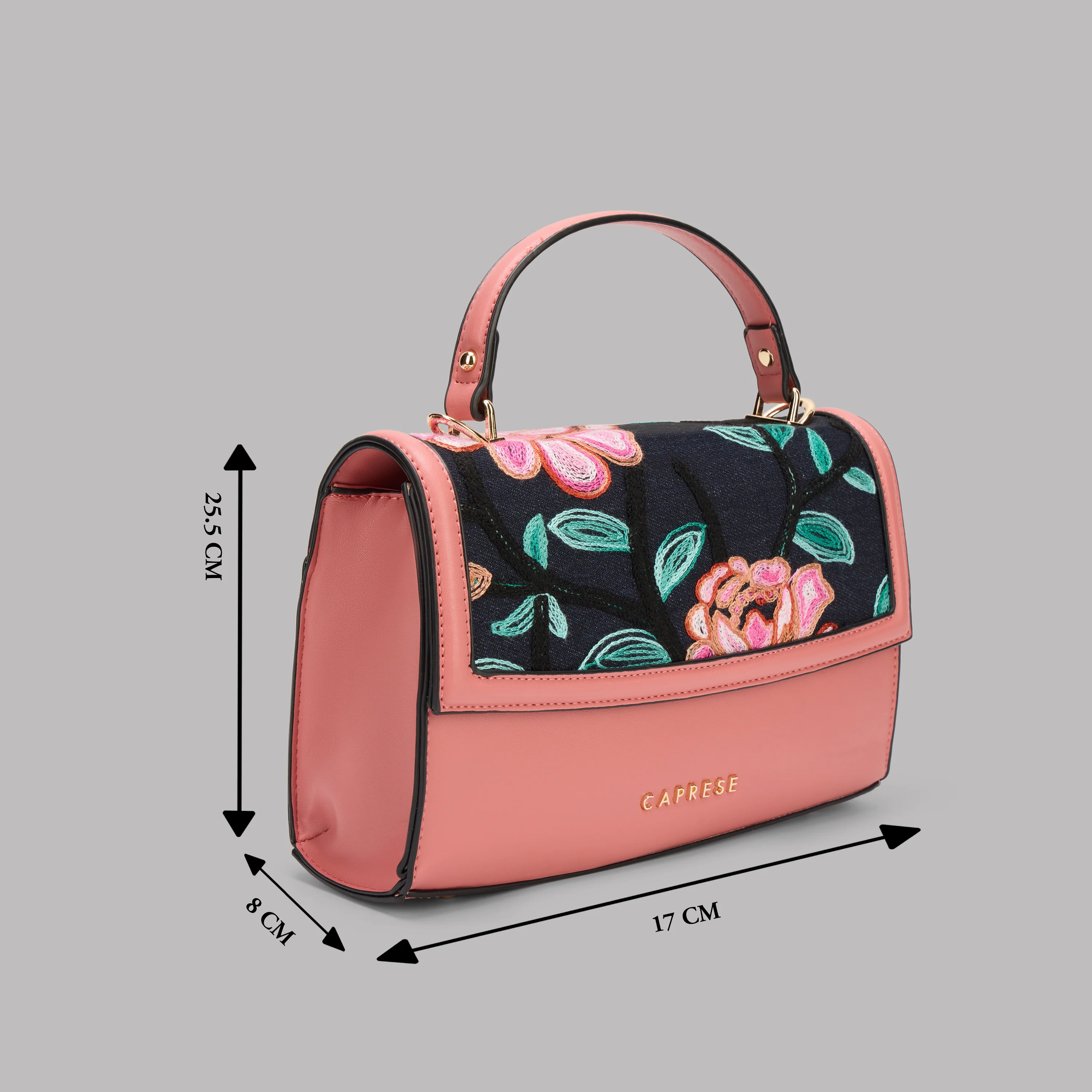 Caprese Elsa Medium Cosmetic Pink Satchel Bag - Image 17