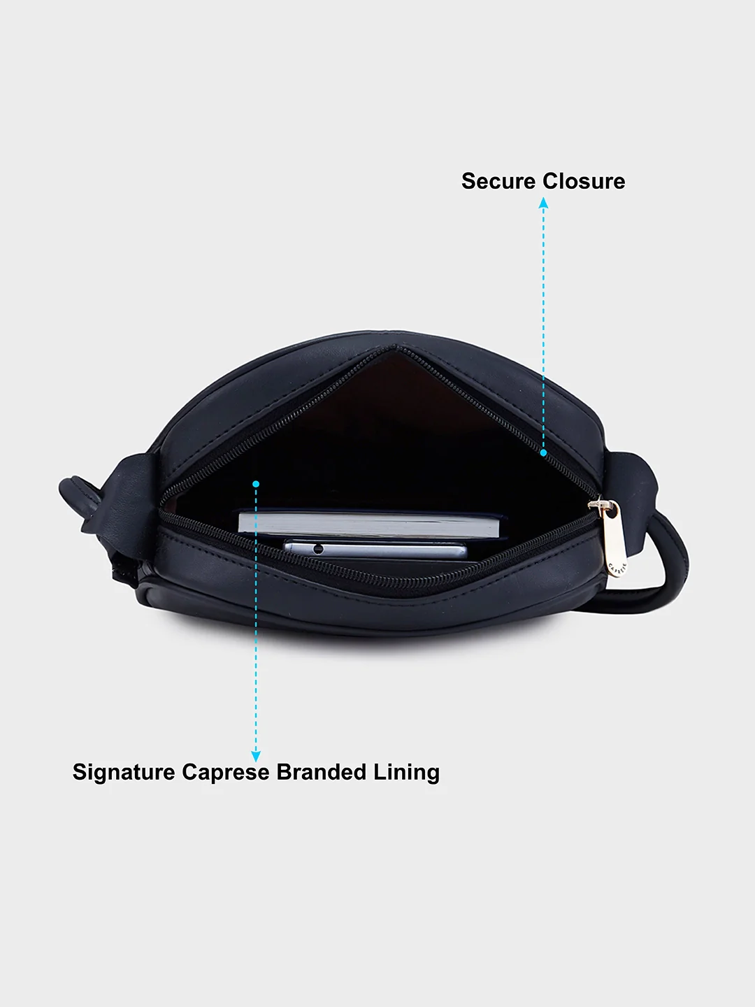 Caprese Elsie Small Black Sling Bag - Image 8