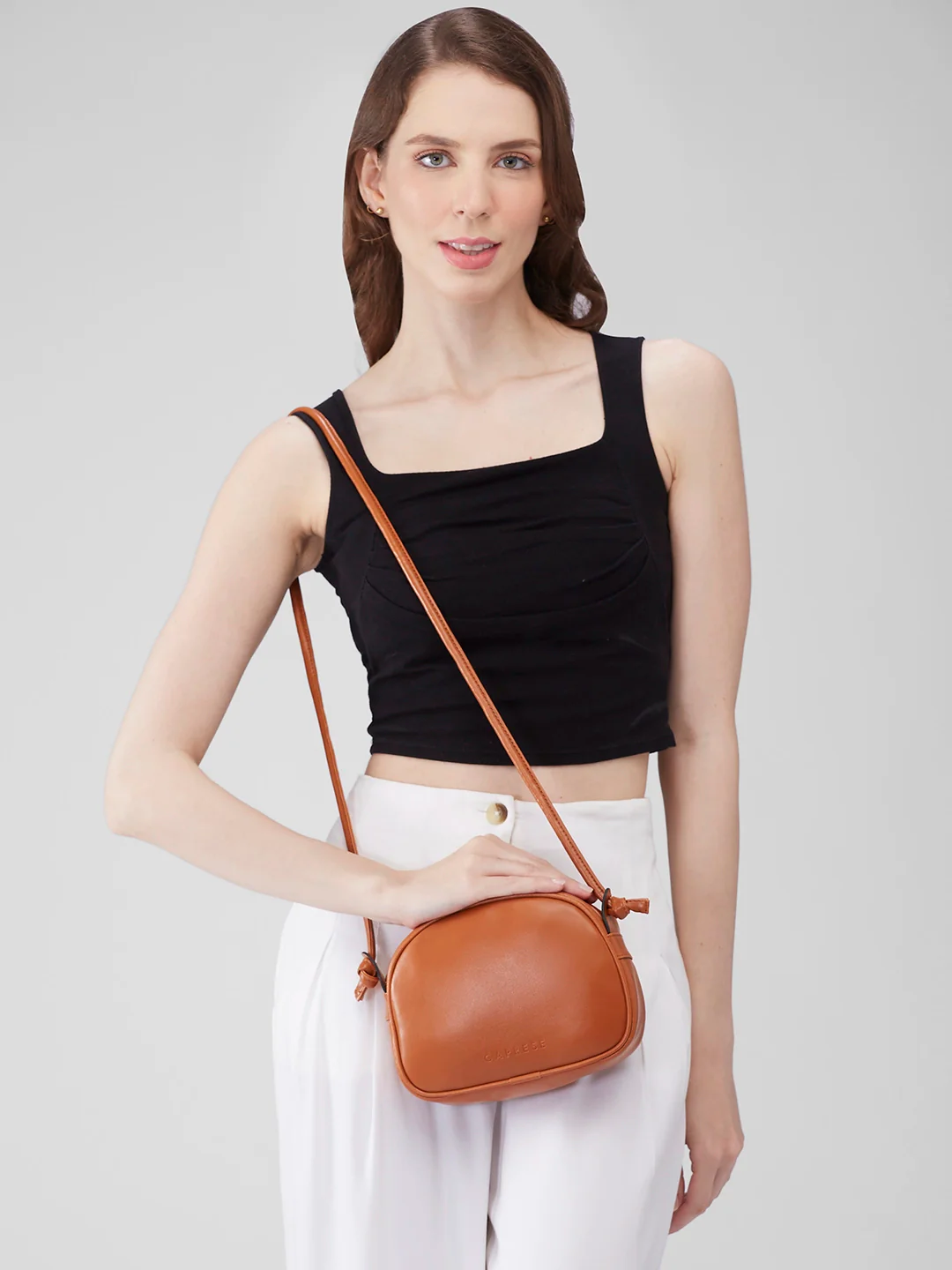 Caprese Elsie Small Tan Sling Bag - Image 12