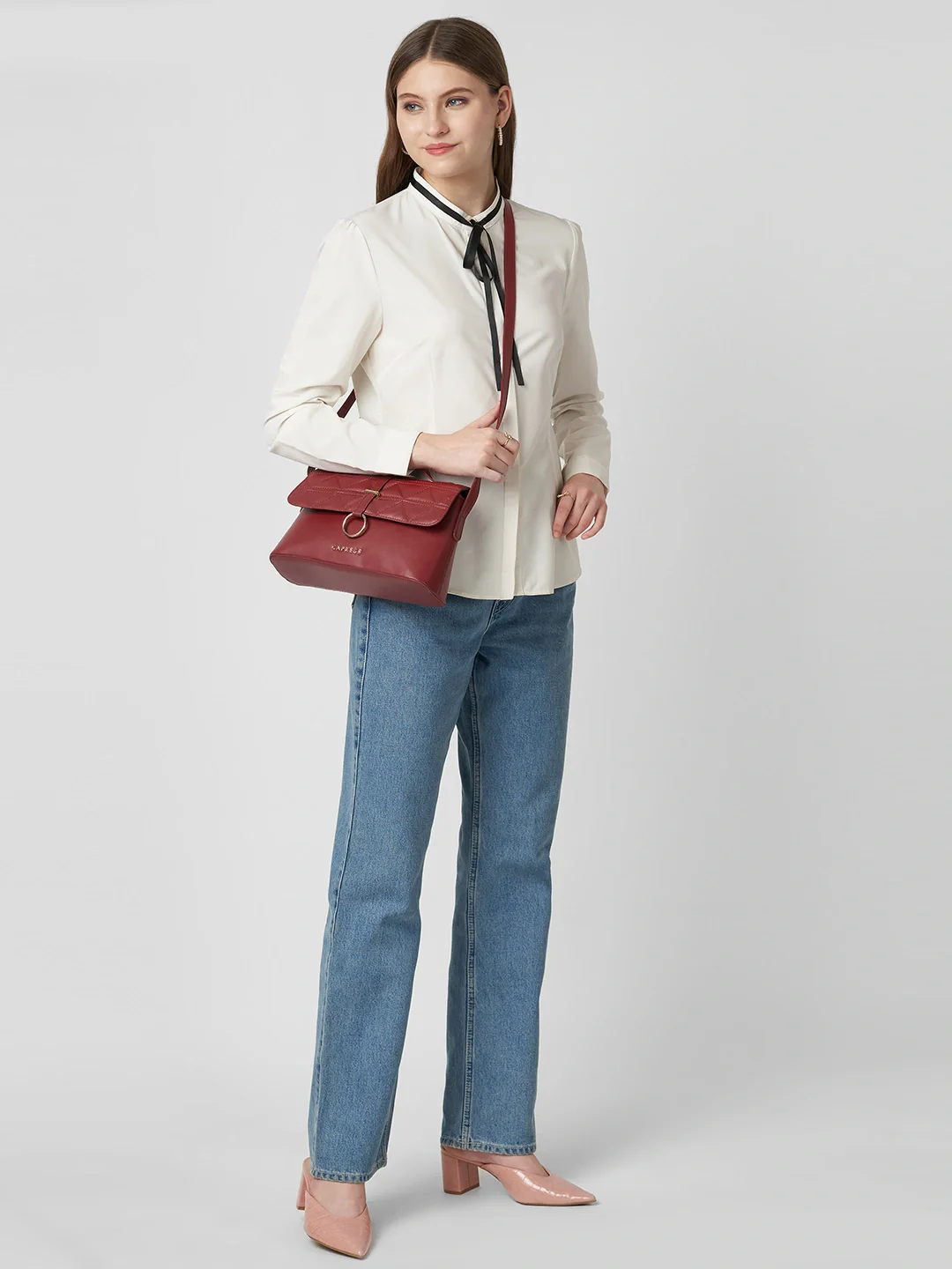 Caprese Elyna Medium Red Sling Bag - Image 7