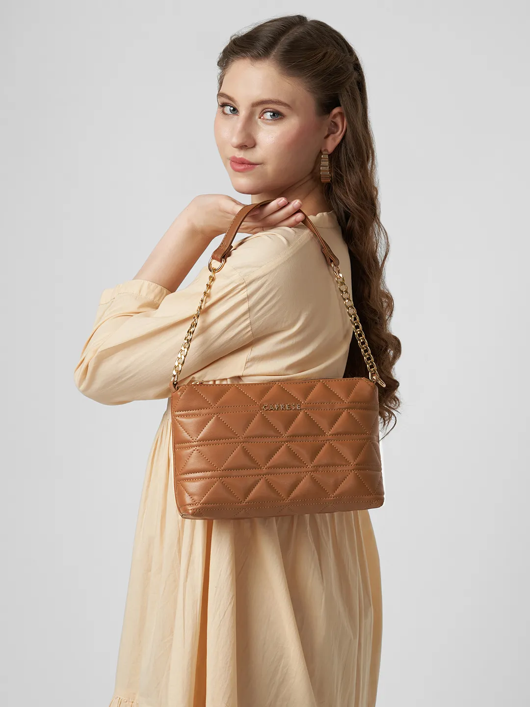 Caprese Elyna Medium Tan Baguette Bag - Image 2