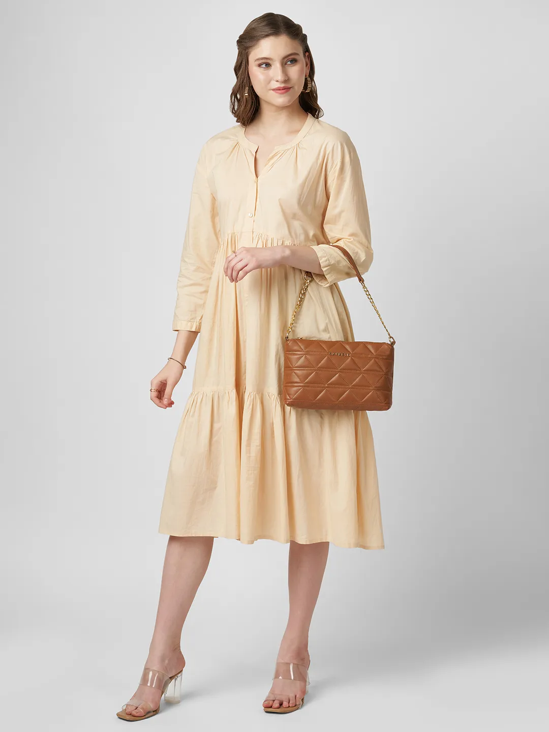 Caprese Elyna Medium Tan Baguette Bag - Image 8