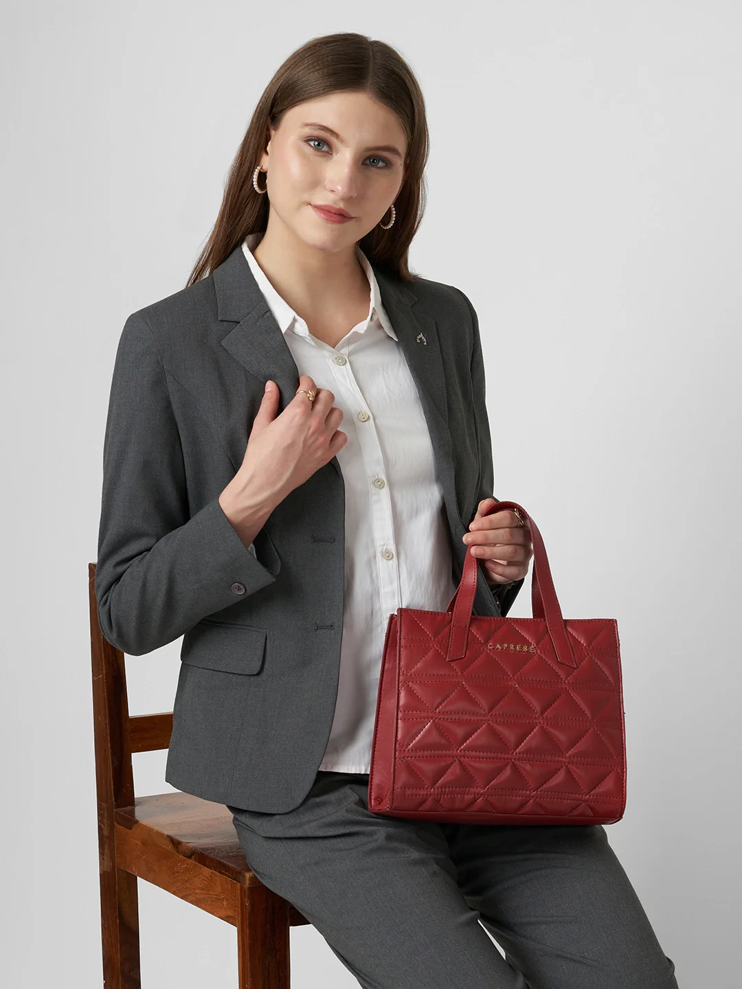 Caprese Elyna Small Red Satchel Bag - Image 2