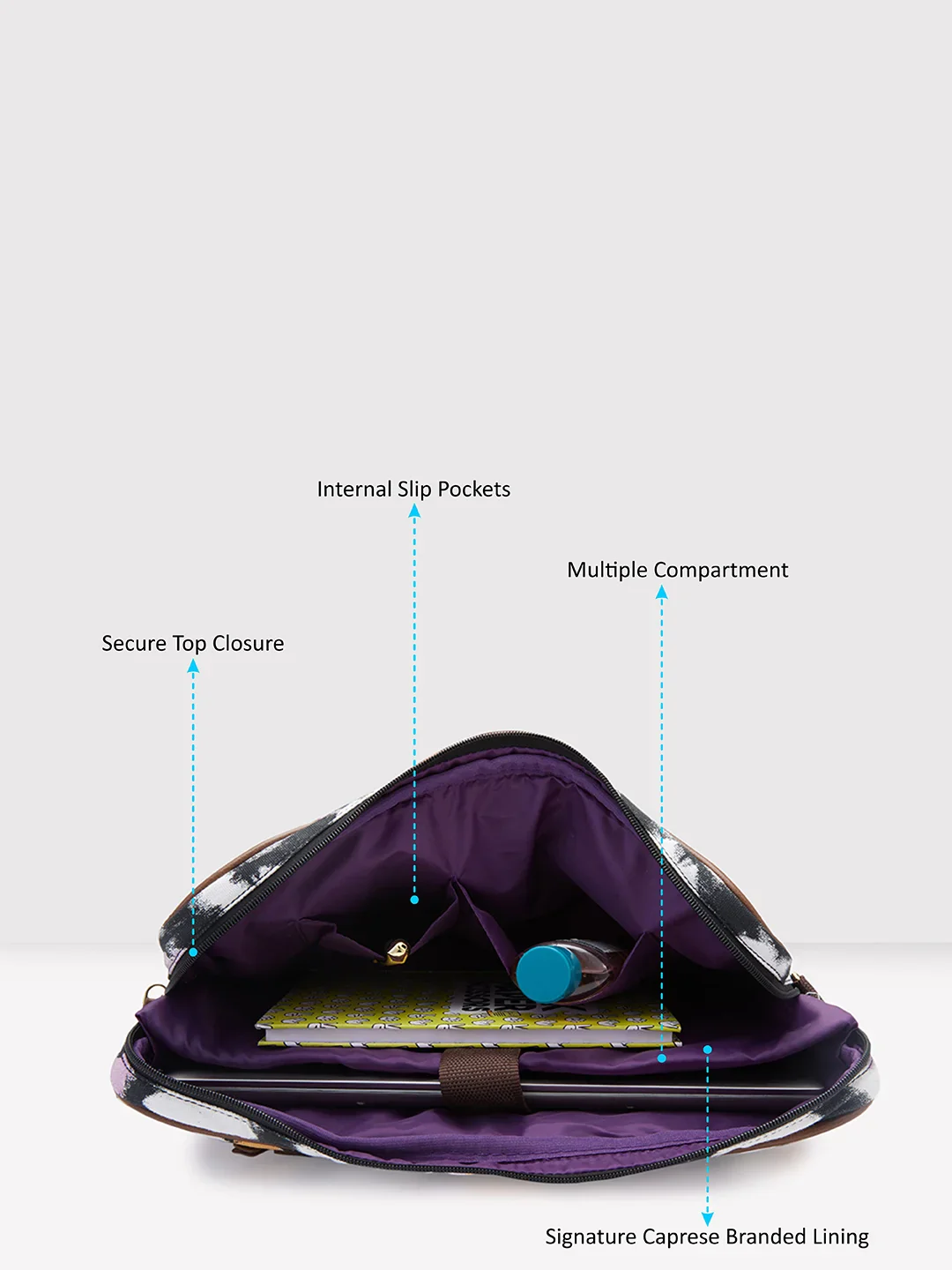 Caprese Enora Large Black Laptop Bag - Image 8