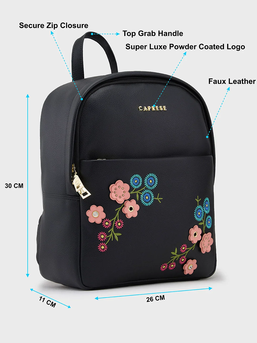 Caprese Erica Medium Black Backpack - Image 7