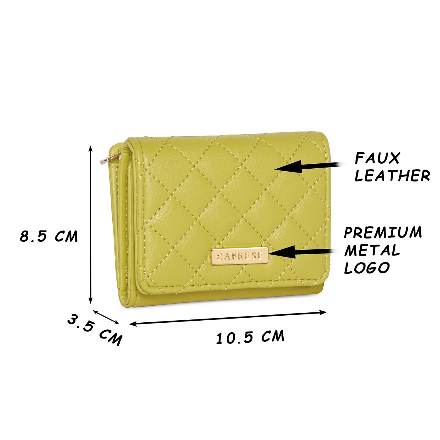 Caprese Erica Small Lime Flap Wallet - Image 4