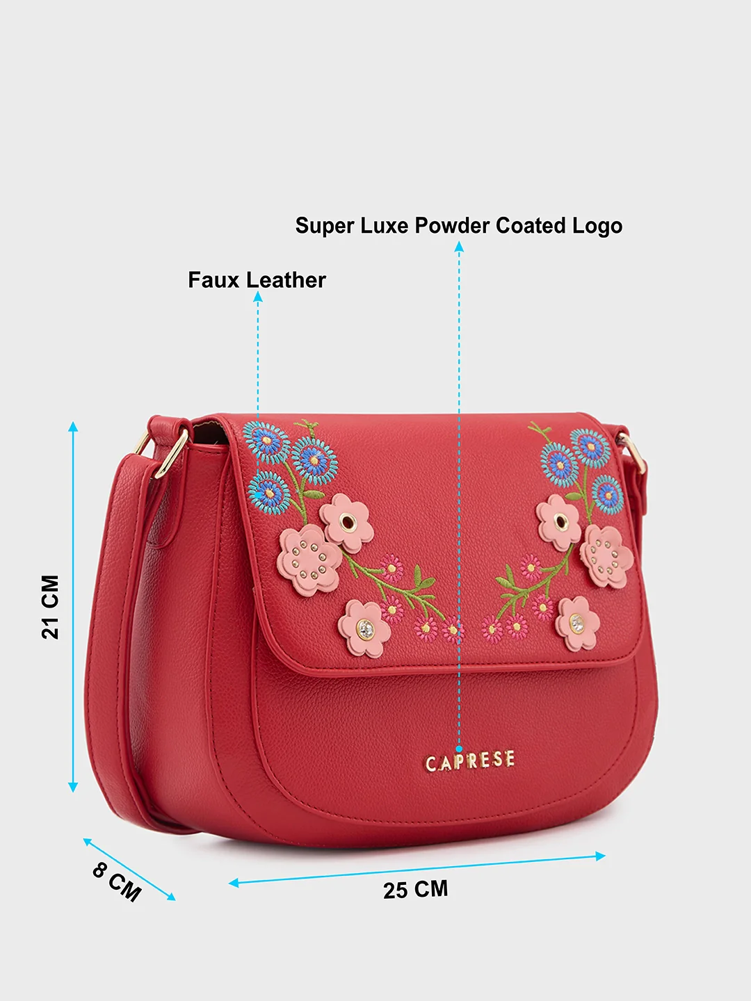 Caprese Erica Medium Embroidered Maroon Sling Bag - Image 6