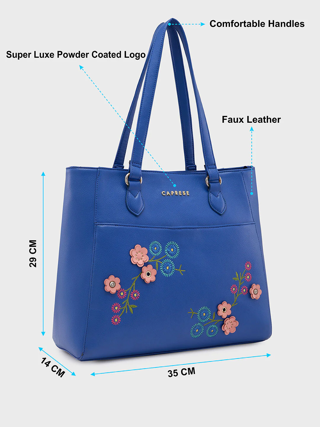 Caprese Erica Medium Floral Blue Tote Bag - Image 6