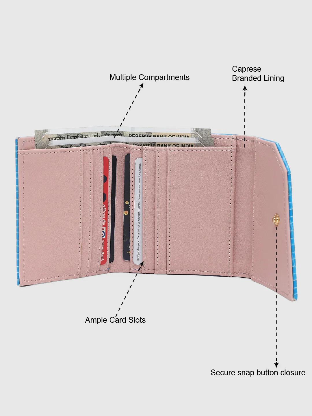 Caprese Ernesa Small Aqua Wallet - Image 12