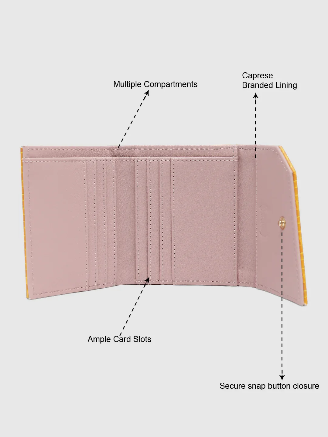 Caprese Ernesa Small Yellow Wallet - Image 8