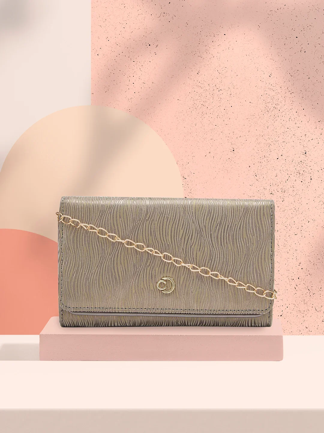 Caprese Eryka Medium Champagne Gold Clutch - Image 2