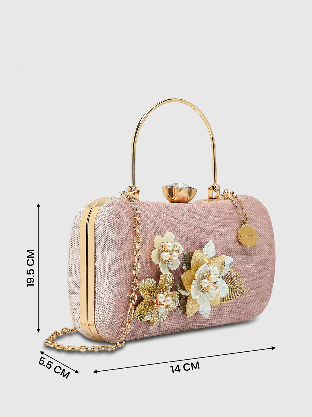 Caprese Evelyn Medium Blush Printed Clutch Bag - Image 6