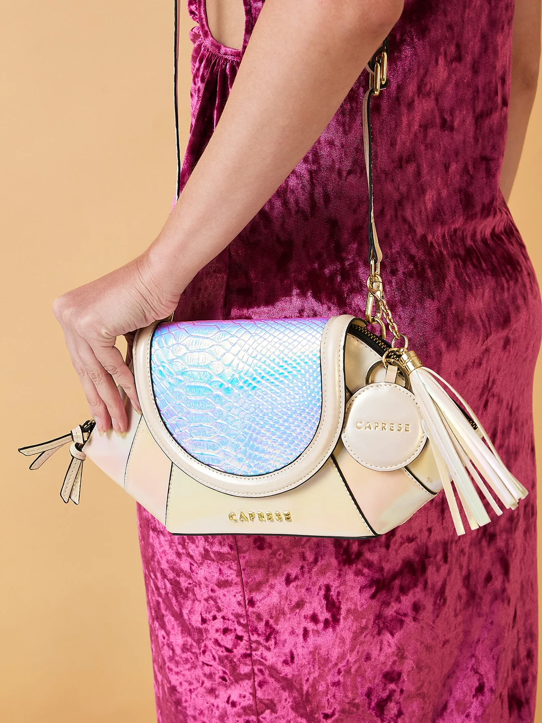 Caprese Evening Affair Medium White Crossbody Bag - Image 11