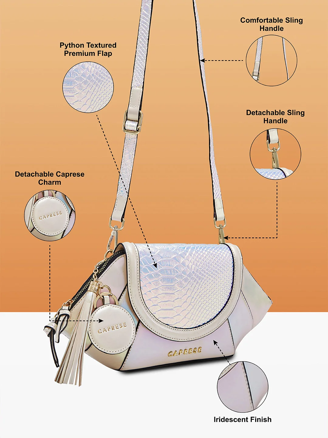 Caprese Evening Affair Medium White Crossbody Bag - Image 7