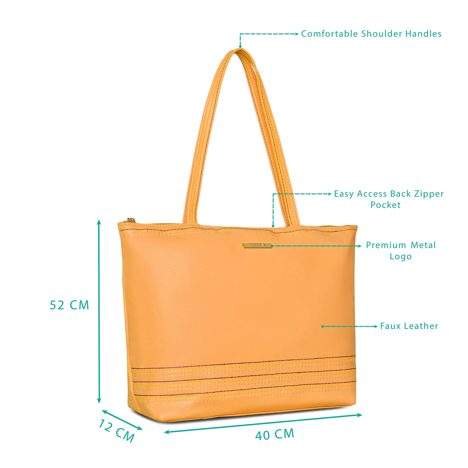 Caprese Evie Large Orange Tote Bag - Image 3