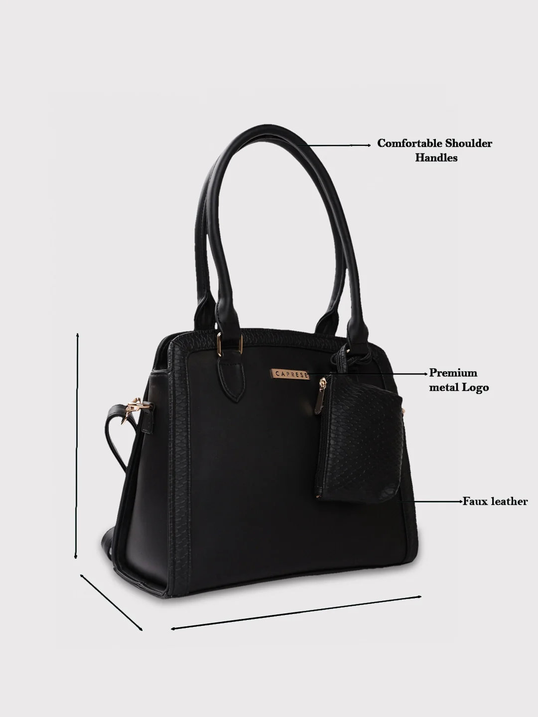 Caprese Felisa Medium Black Satchel Bag - Image 11