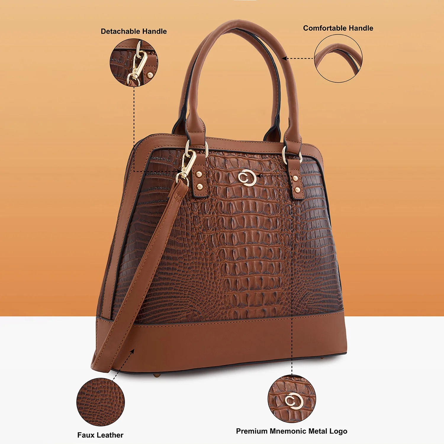 Caprese Felix Medium Tan Satchel Bag - Image 6