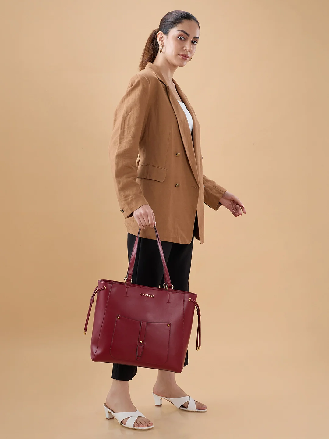 Caprese Fiji Large Cherry Lacquer Laptop Tote Bag - Image 14
