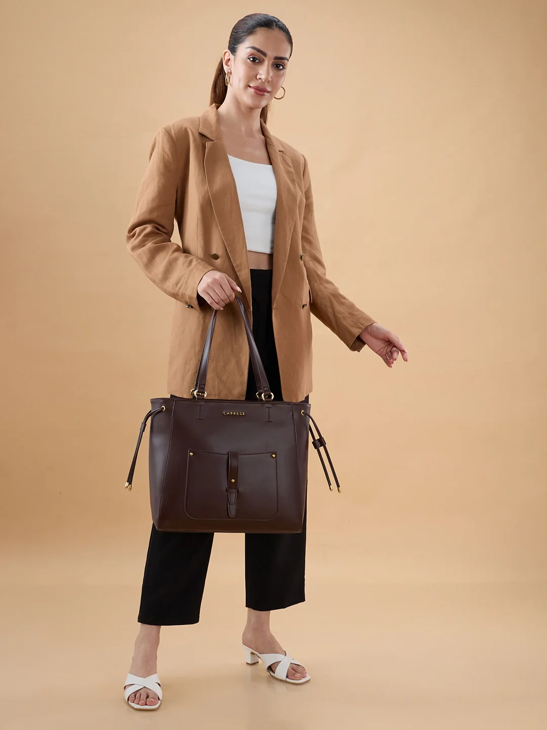 Caprese Fiji Large Coffee Laptop Tote Bag - Image 12