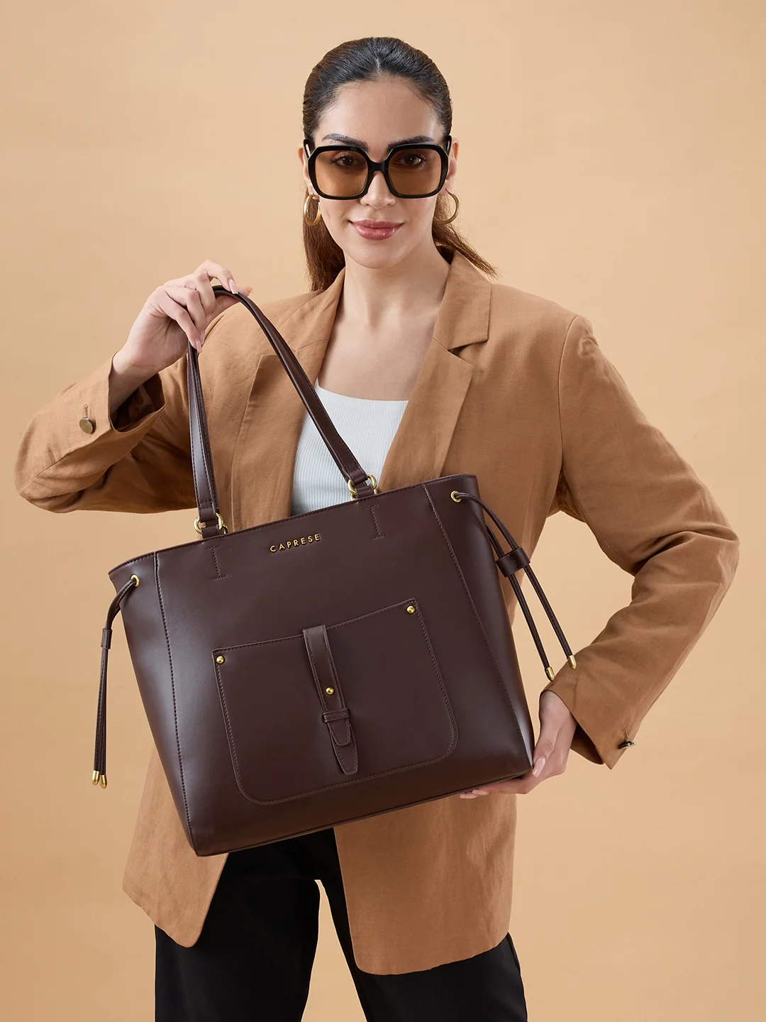 Caprese Fiji Large Coffee Laptop Tote Bag - Image 13