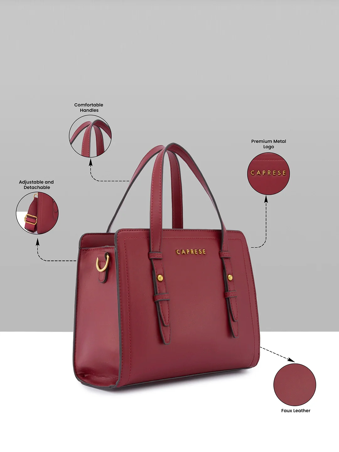 Caprese Fiji Small Cherry Lacquer Satchel Bag - Image 6