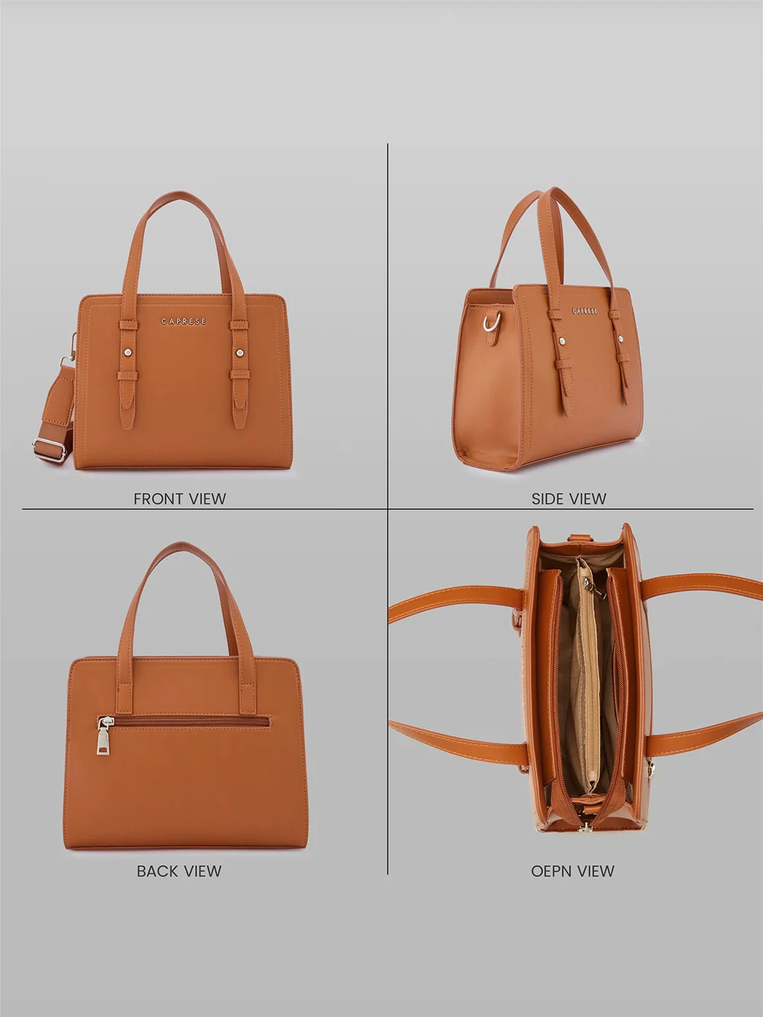 Caprese Fiji Small Tan Satchel Bag - Image 5