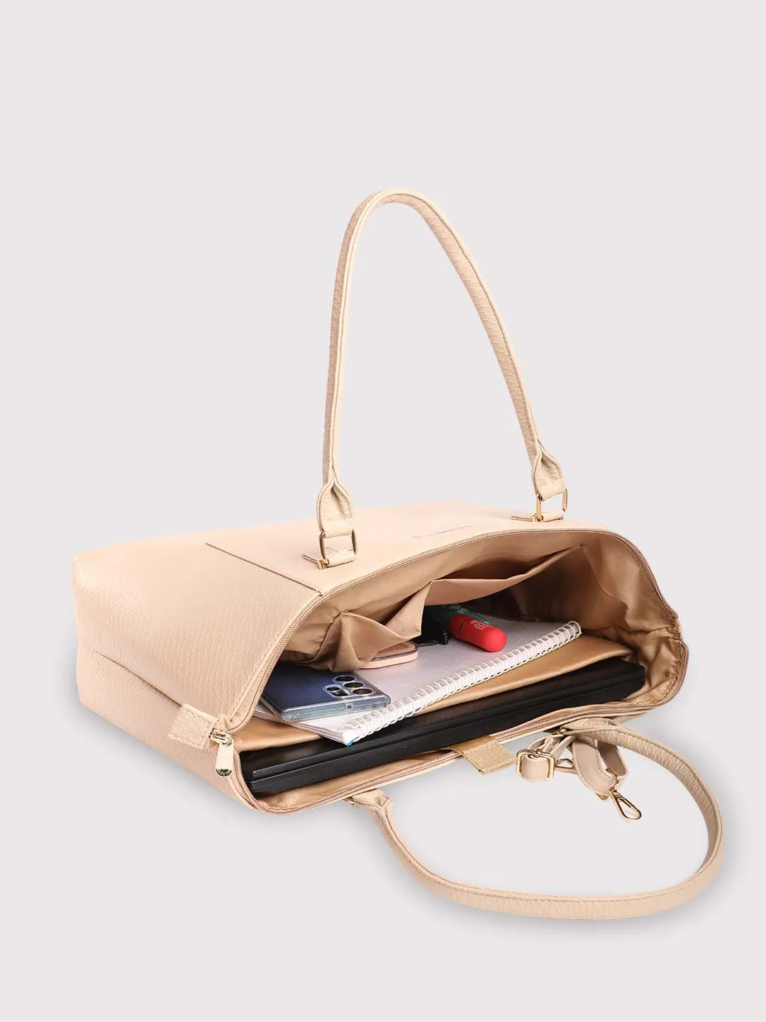 Caprese Fiona Tote Large Beige Office Laptop Bag - Image 12