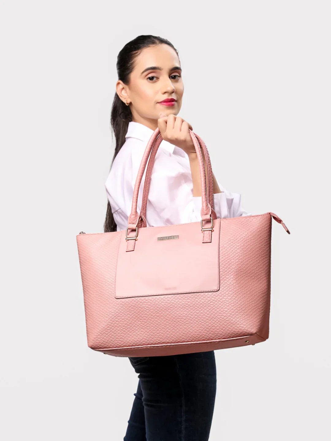 Caprese Fiona Large Light Pink Laptop Tote Bag - Image 2
