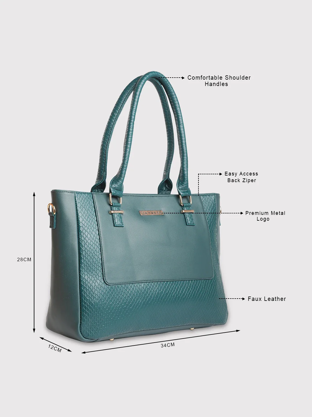 Caprese Fiona Large Teal Office Tote Bag - Image 4