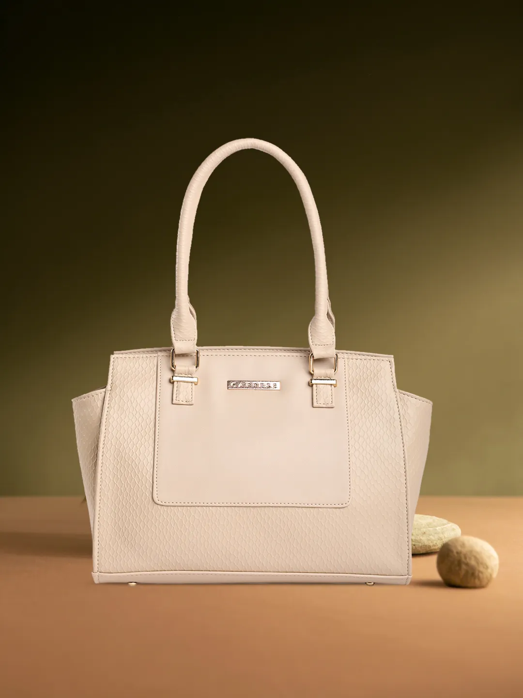 Caprese Fiona Medium Beige Office Tote Bag - Image 3