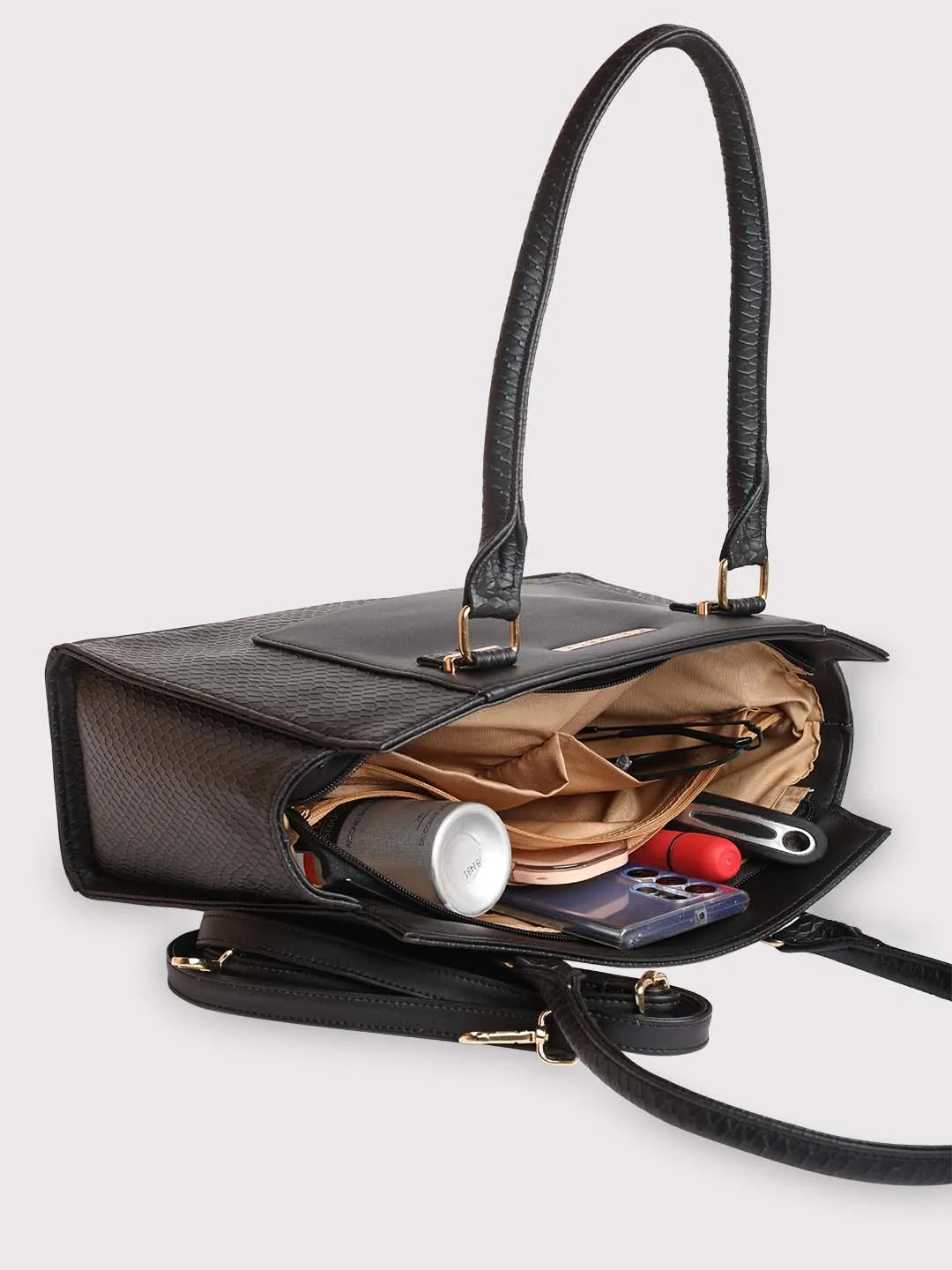 Caprese Fiona Medium Black Office Tote Bag - Image 12