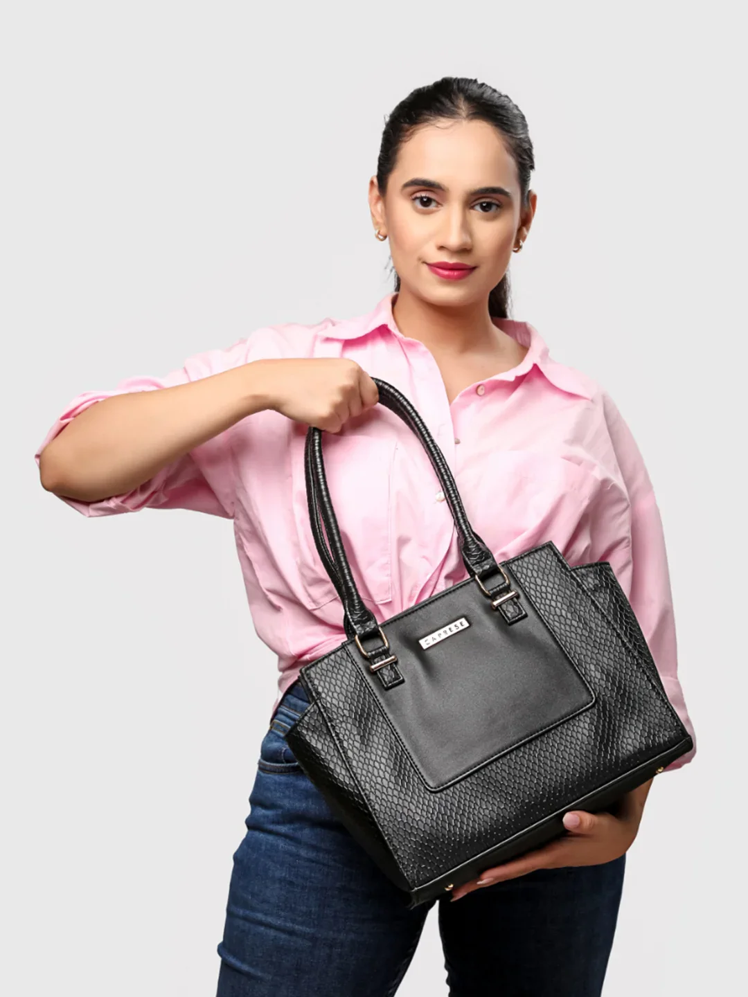 Caprese Fiona Medium Black Office Tote Bag - Image 2