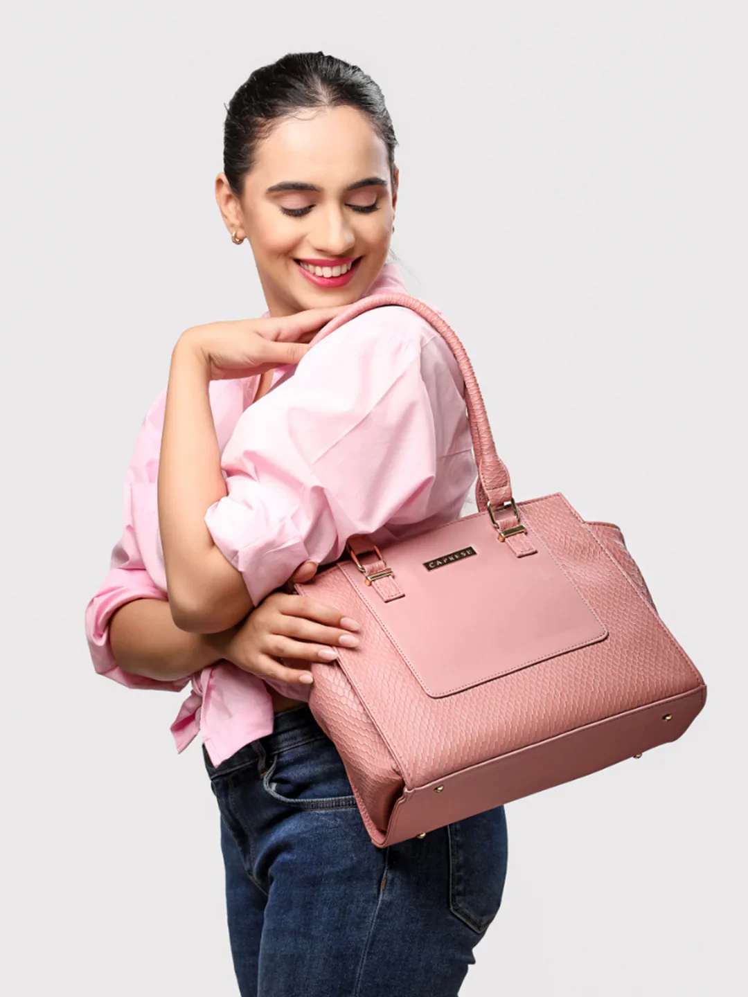 Caprese Fiona Medium Light Pink Office Tote Bag - Image 13