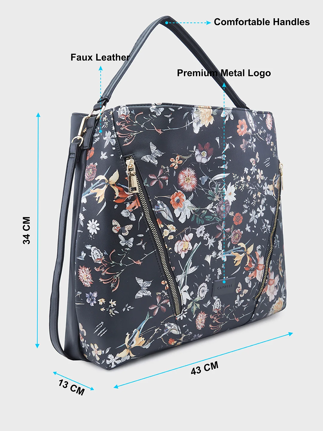 Caprese Fiorella Large Black Hobo Bag - Image 8