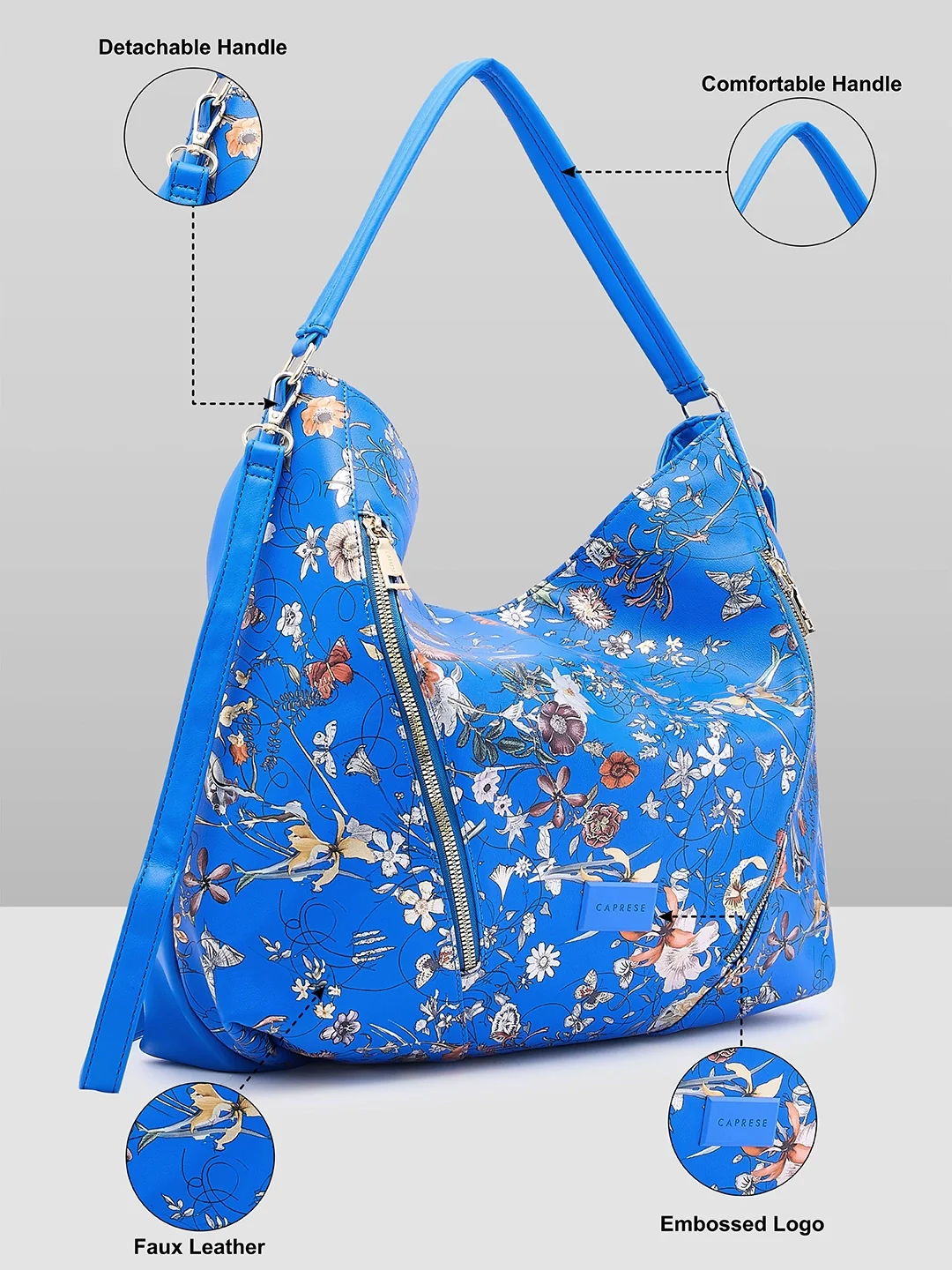 Caprese Fiorella Hobo Large Blue Shoulder Bag - Image 6